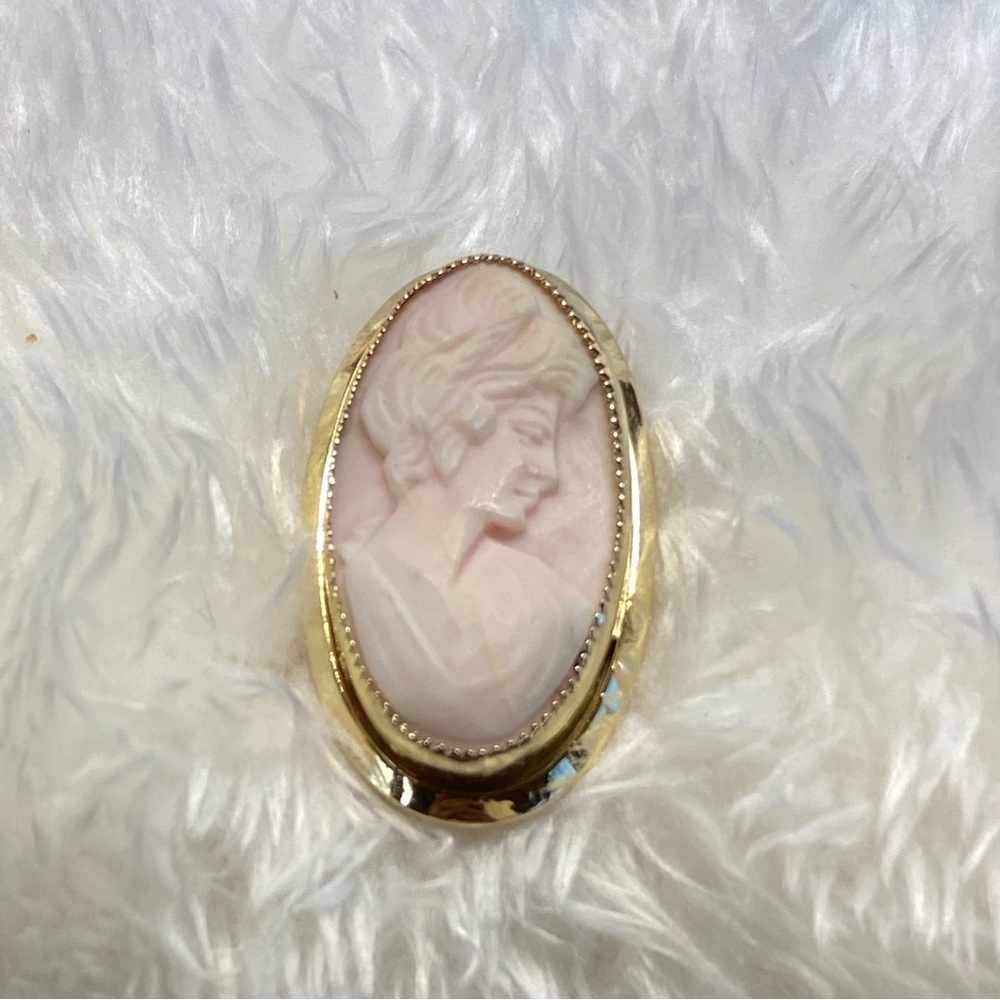 Catamore Cameo Vintage Signed 1/20 12k Gold Filled Shell Brooch Stunning!